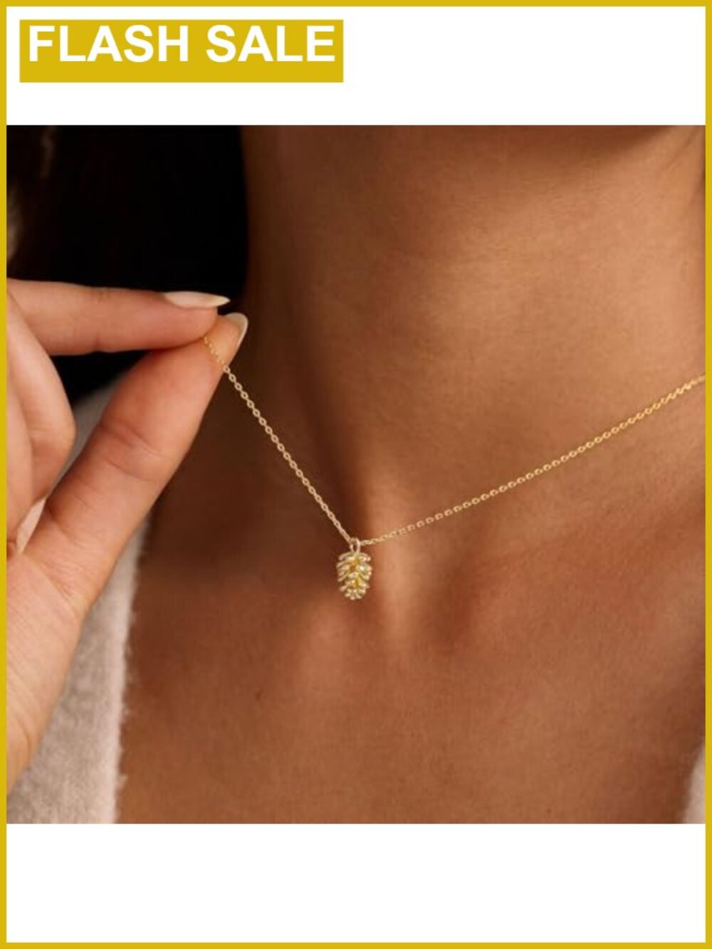 14K Gold Plated Pinecone Pendant Necklace Dainty Nature Jewelry Gift - Picture 3 of 6